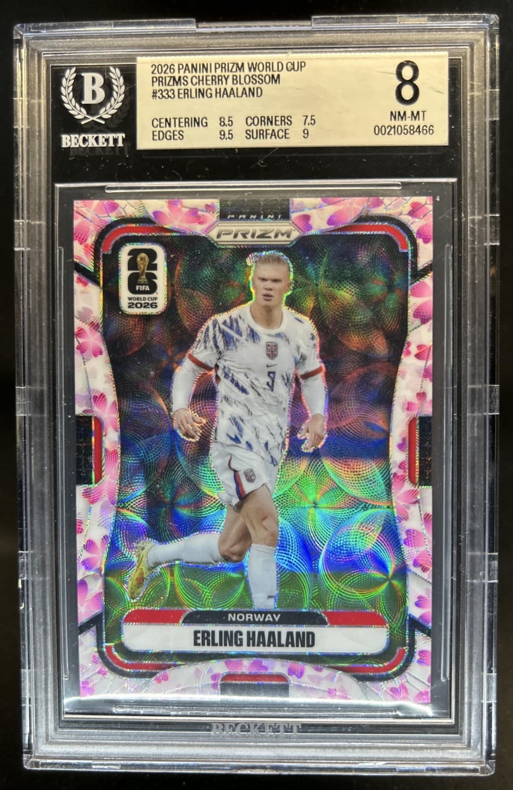2026 Panini Prizm World Cup Erling Haaland Cherry Blossom #/20 Norway BGS 8