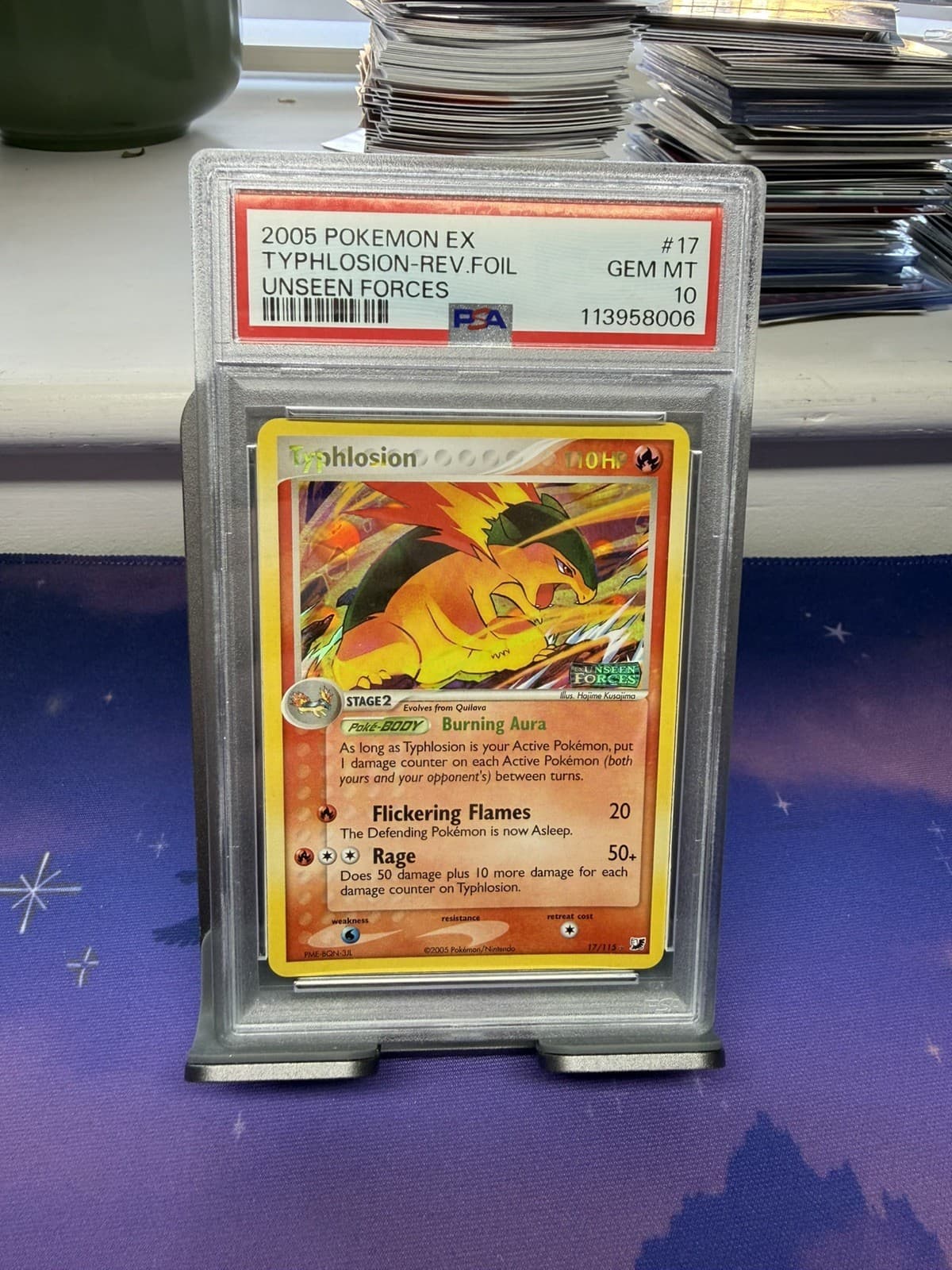 Pokemon Typhlosion Reverse Holo Foil #17 EX  Unseen Forces 2005 PSA 10 Gem Mint