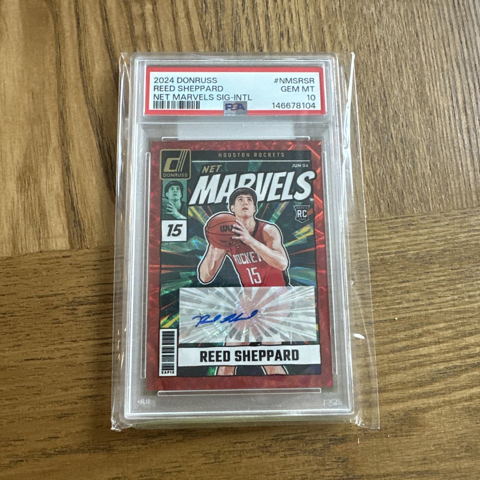 2024-25 Panini Donruss Reed Sheppard Rookie Net Marvels Red Auto PSA 10 Pop 1 /1