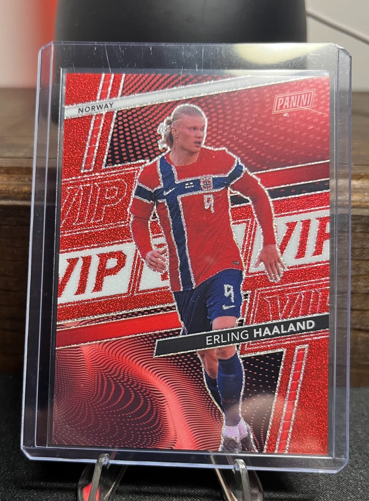 2026 Erling Haaland 68/99 National Gold VIP Red Sparkle Color Match