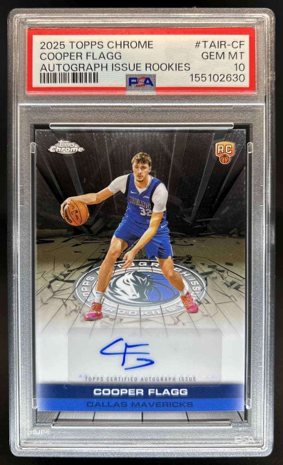 2025-26 Topps Chrome Cooper Flagg Auto Rookies RC #TAIR-CF Mavericks PSA 10