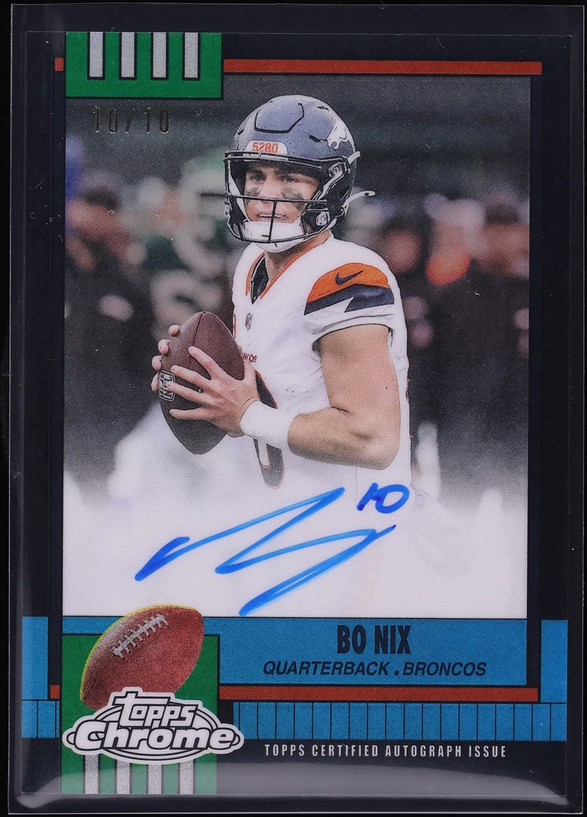 2025 Topps Chrome 90 s Variation True Black Bo Nix AUTO JERSEY MATCH 10/10