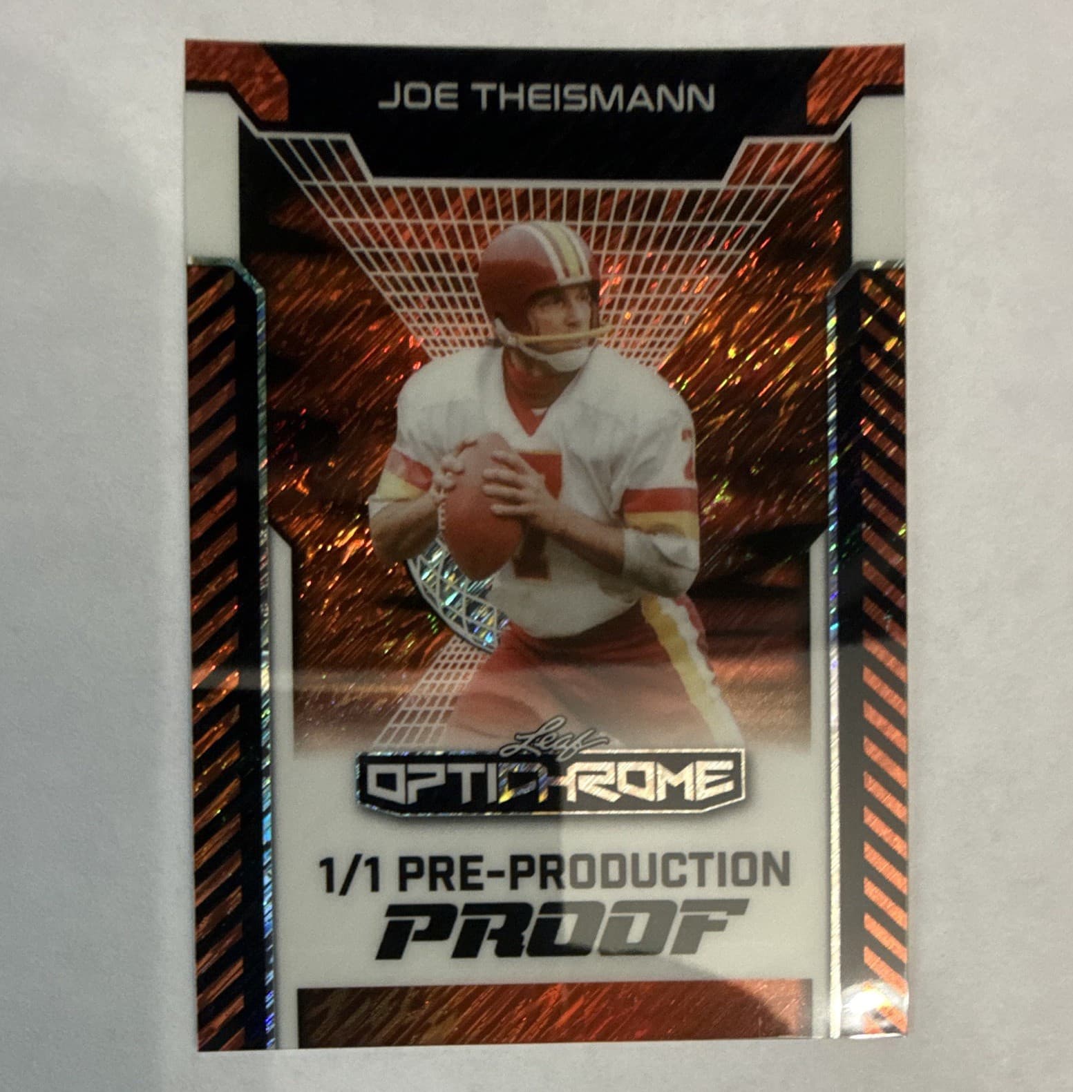 Leaf Optichrome Joe Theismann 1/1 One of One Pre-Production Proof NFL Card