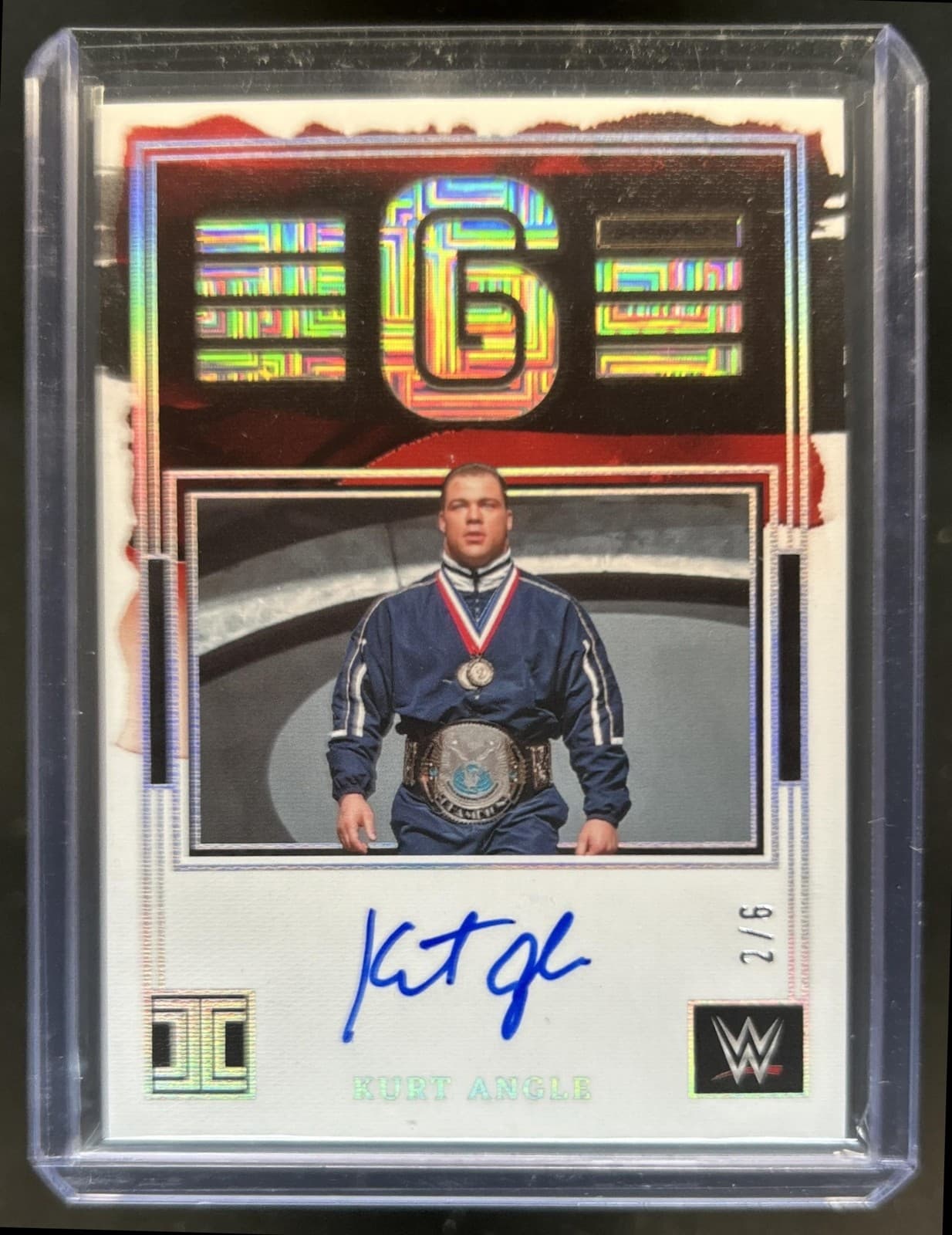 2023 Panini Impeccable WWE Kurt Angle Championship Debuts Signatures Auto #/6