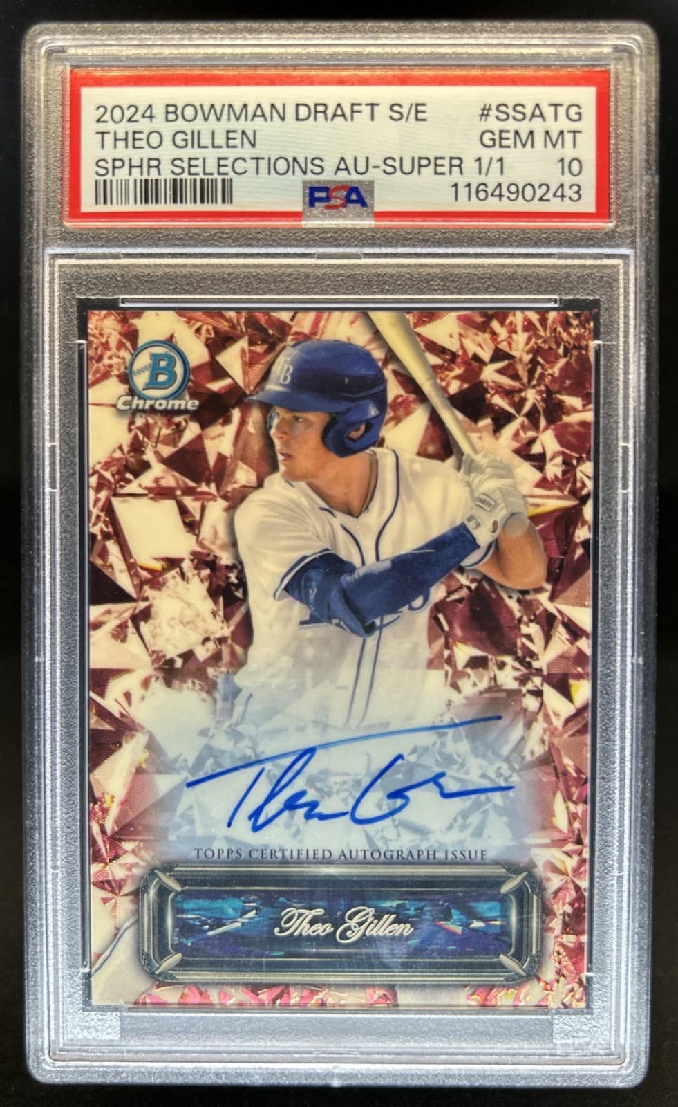 2024 Bowman Draft Sapphire Theo Gillen Selections Auto Superfractor #1/1 PSA 10