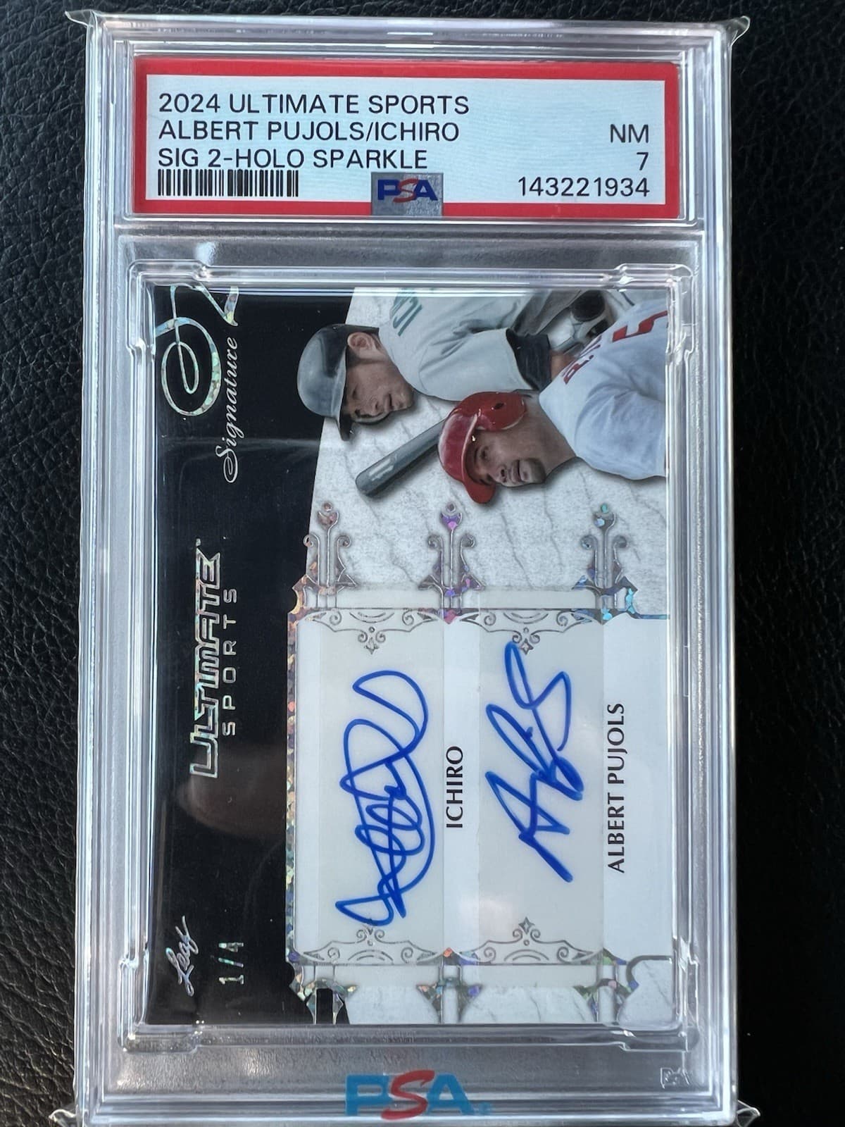 2024 LEAF ULTIMATE SPORTS SIGNATURE ALBERT PUJOLS/ICHIRO AUTO PSA 1/4 POP 1!