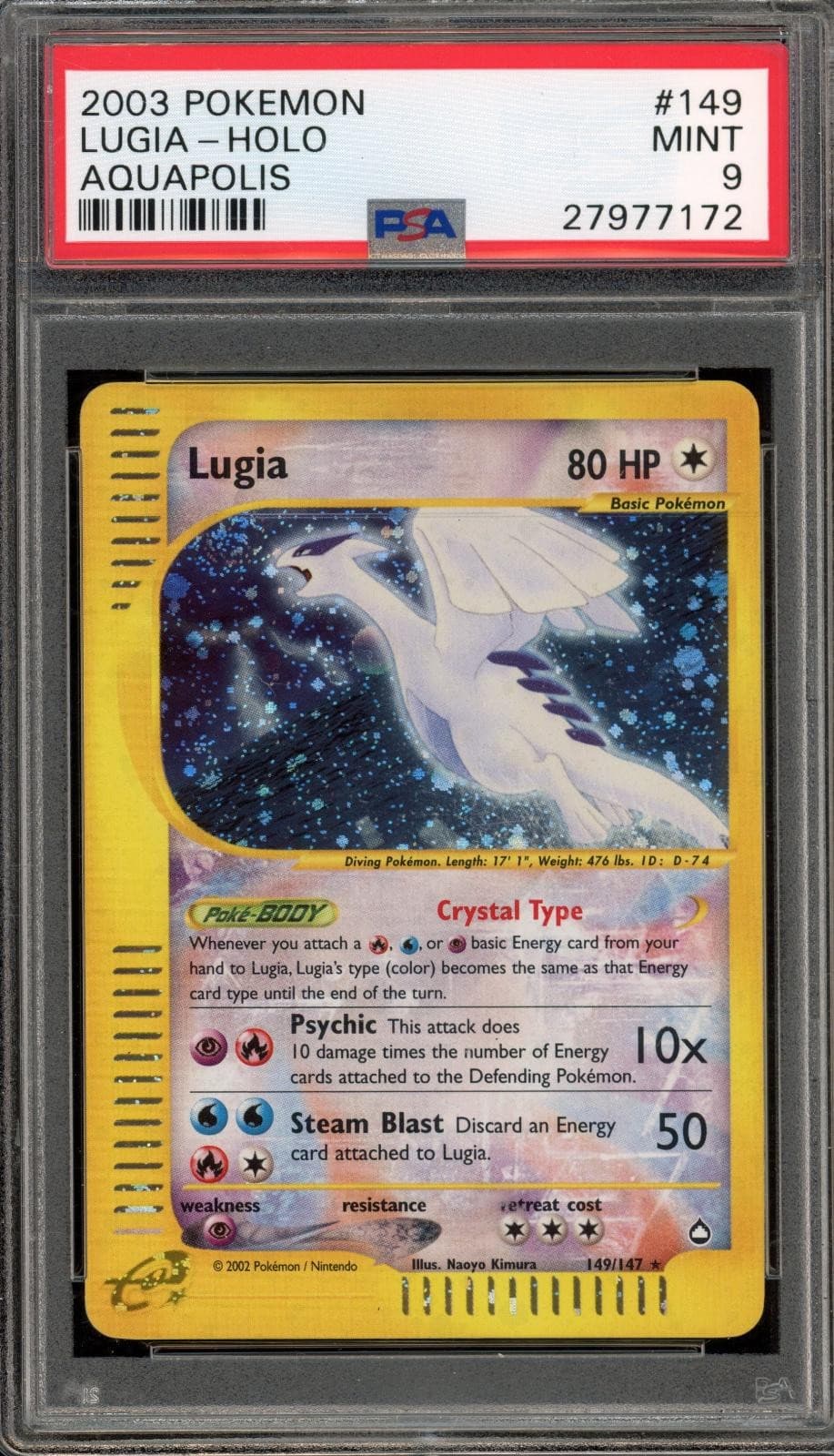 Pokemon Lugia Crystal Holo Aquapolis 149/147 PSA 9 Mint