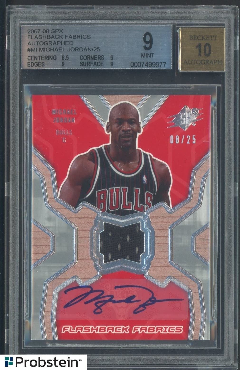 2007-08 SPX Flashback Fabrics Auto #MI Michael Jordan 8/25 BGS 9 Mint 10 Auto
