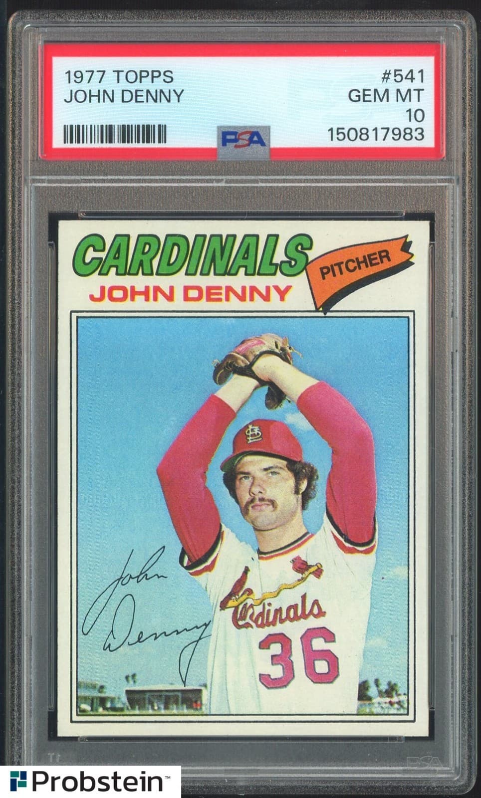 1977 Topps #541 John Denny St. Louis Cardinals PSA 10 Gem Mint