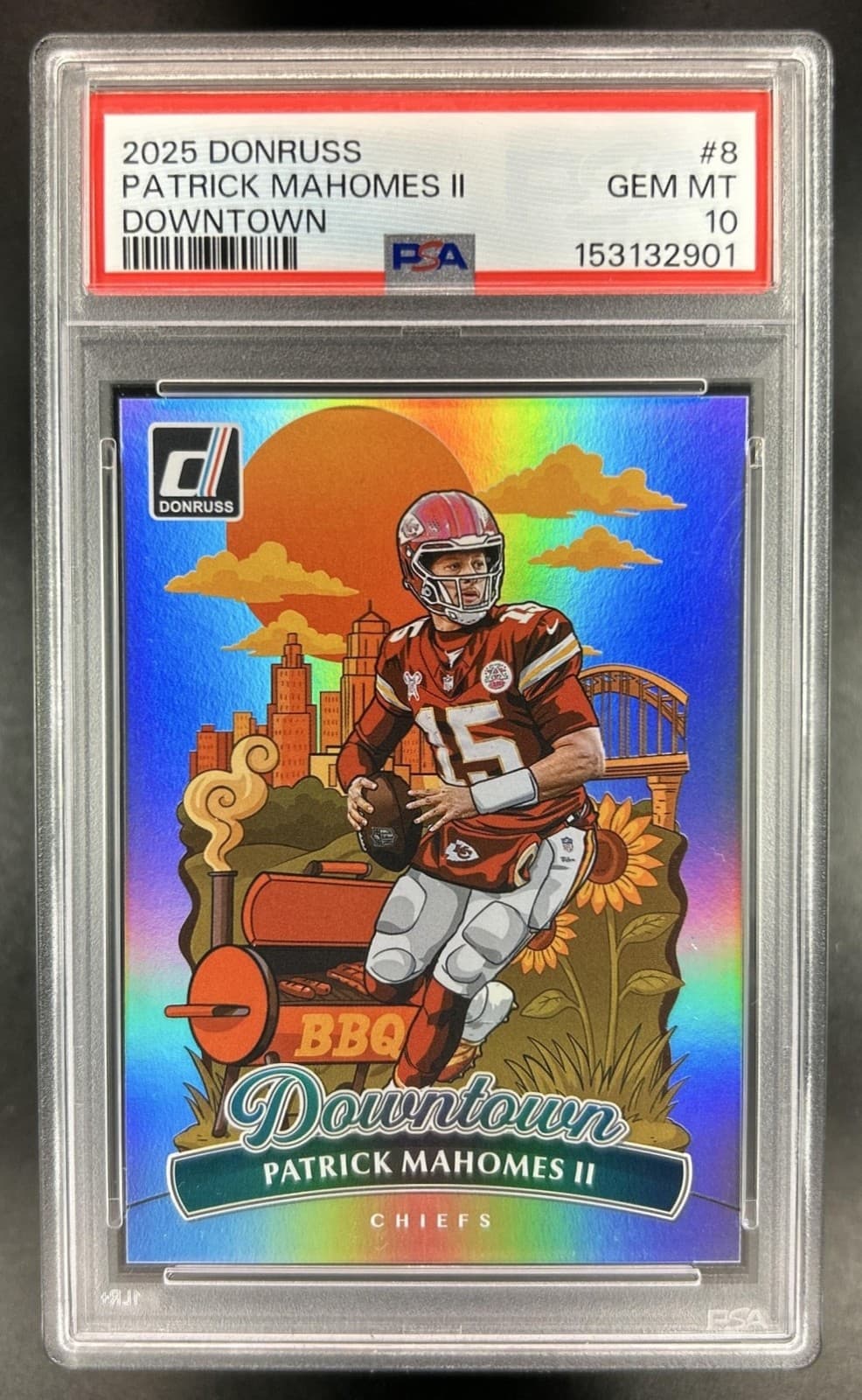 2025 Panini Donruss Patrick Mahomes Downtown! SP #8 Chiefs PSA 10 GEM MINT