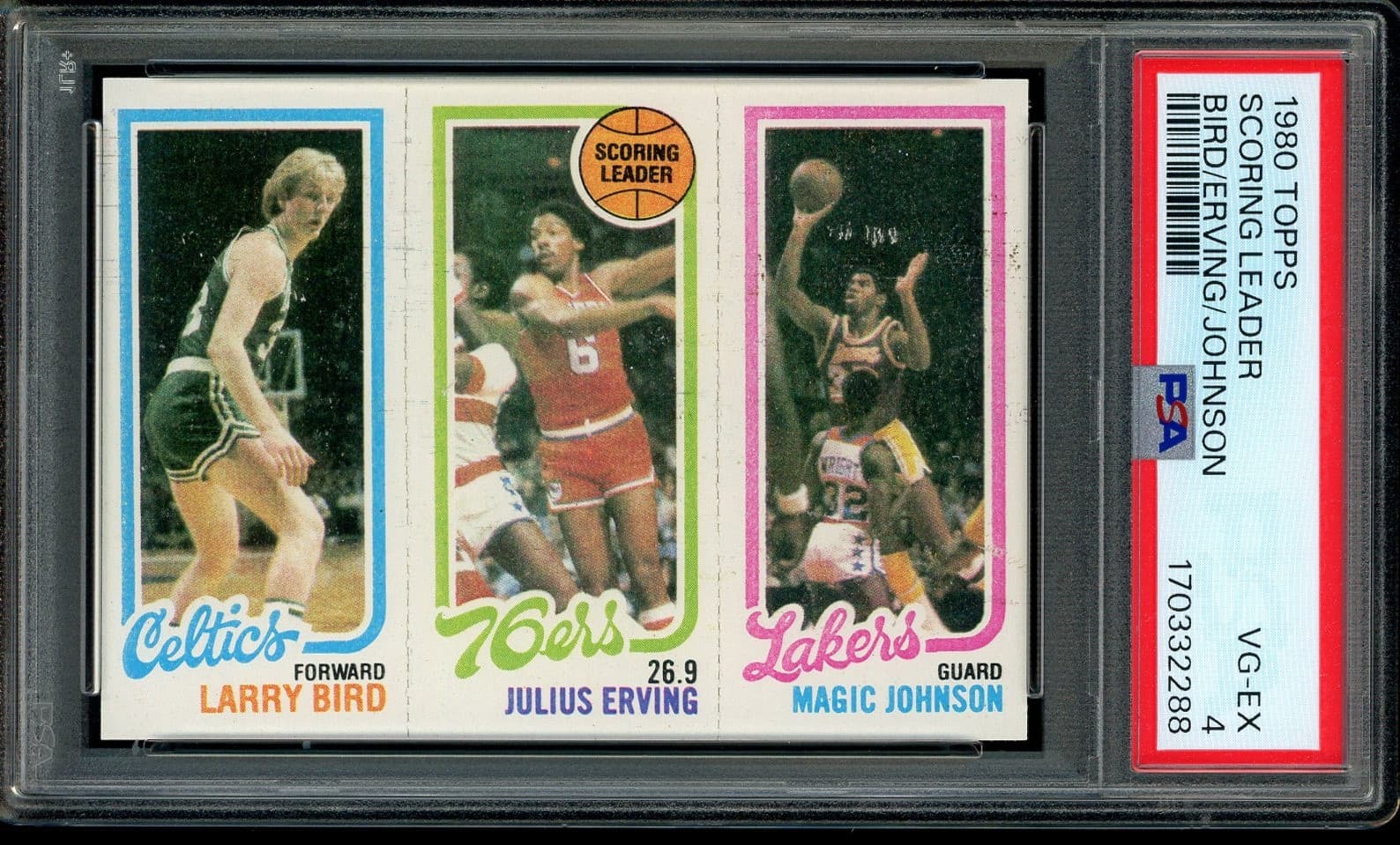 1980 Topps Larry Bird Magic Johnson RC Rookie Julius Erving HOF PSA 4 VG-EX