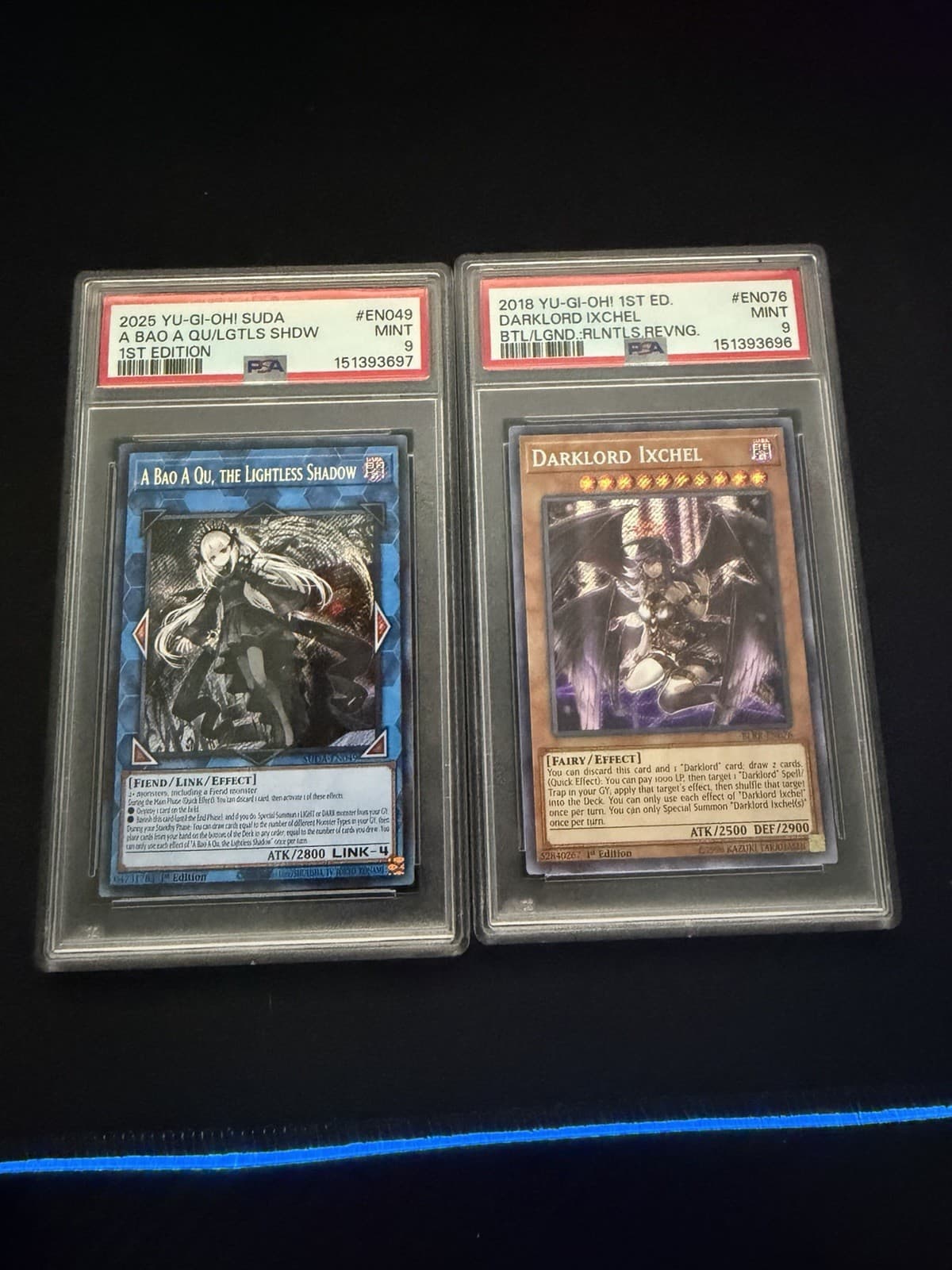 PSA 9 Yu-Gi-Oh! Graded Card Lot Darklord Ixchel & A Bao A Qu Lightless Shadow