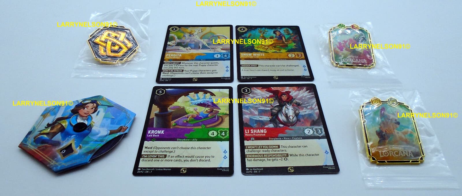 Disney Lorcana Archazia'S Island Promo Pin Set Holo Cards Lore Counter Play Kit
