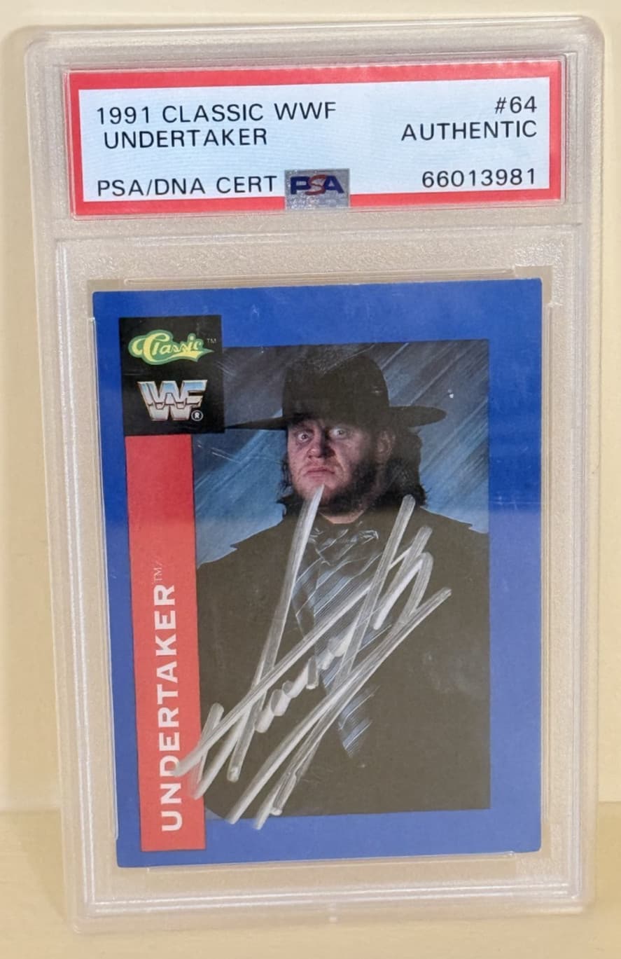 The Undertaker 1991 Classic WWF Rookie Card #64 Autograph PSA Auto 7 WWE