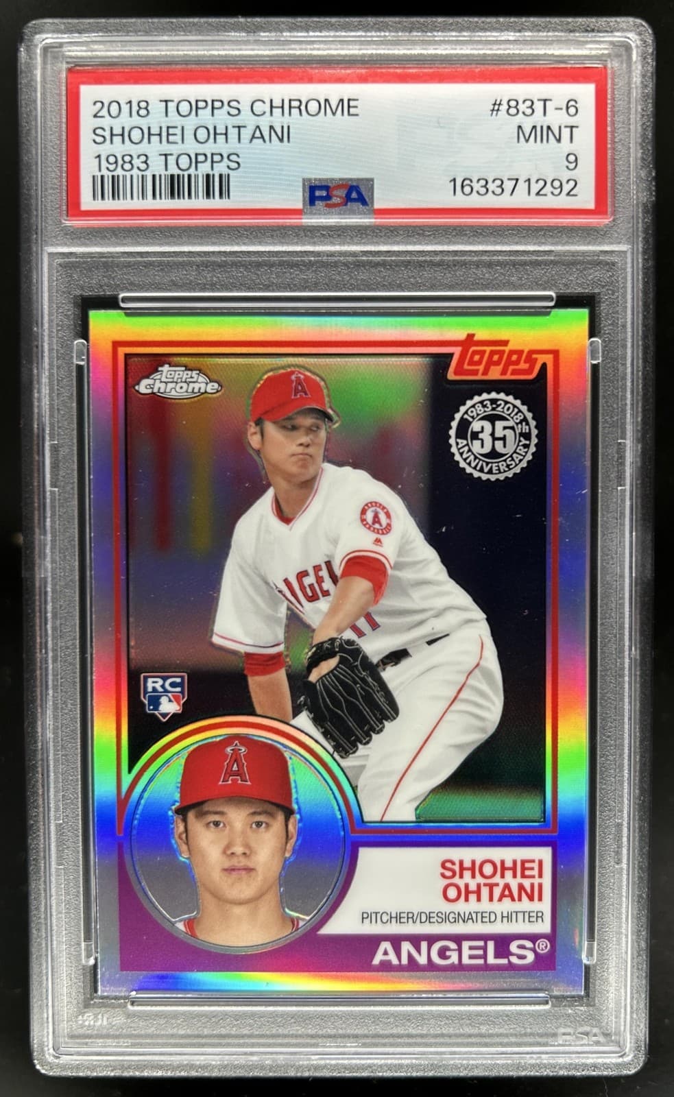 2018 Topps Chrome Shohei Ohtani 1983 Refractor Rookie RC #83T-6 Angels PSA 9