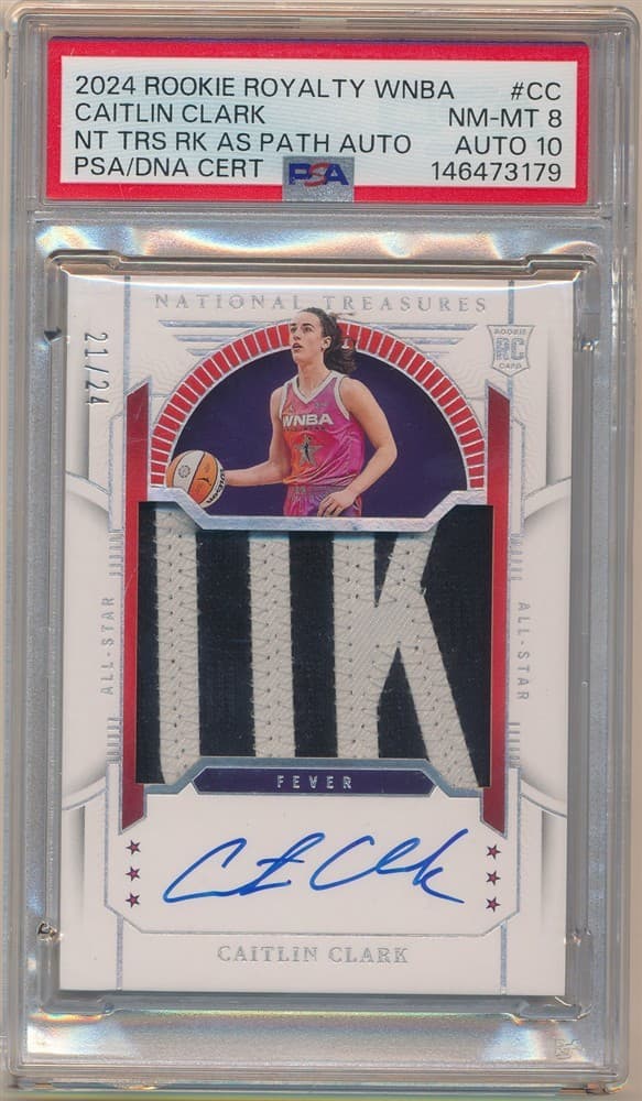 CAITLIN CLARK 2024 NATIONAL TREASURES WNBA RC AUTOGRAPH ALL STAR PATCH AUTO #/24