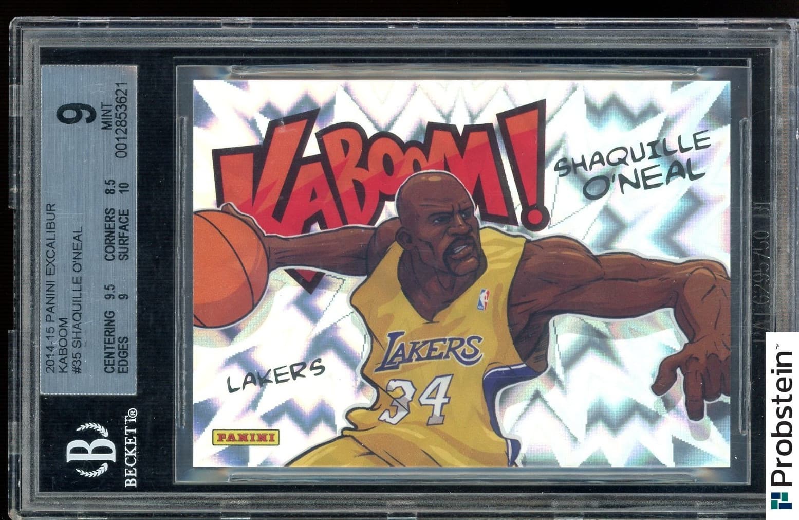2014-15 Panini Excalibur KABOOM! #35 Shaquille O'Neal HOF SSP CASE HIT BGS 9