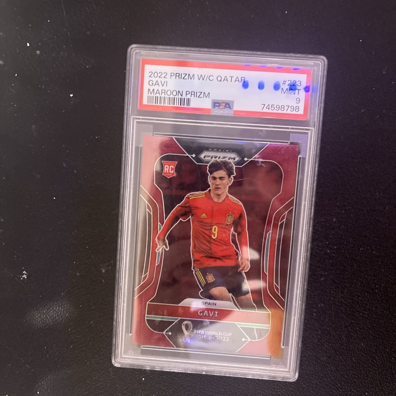 2022 Panini Prizm World Cup Soccer Gavi Maroon Prizm /22 PSA 9