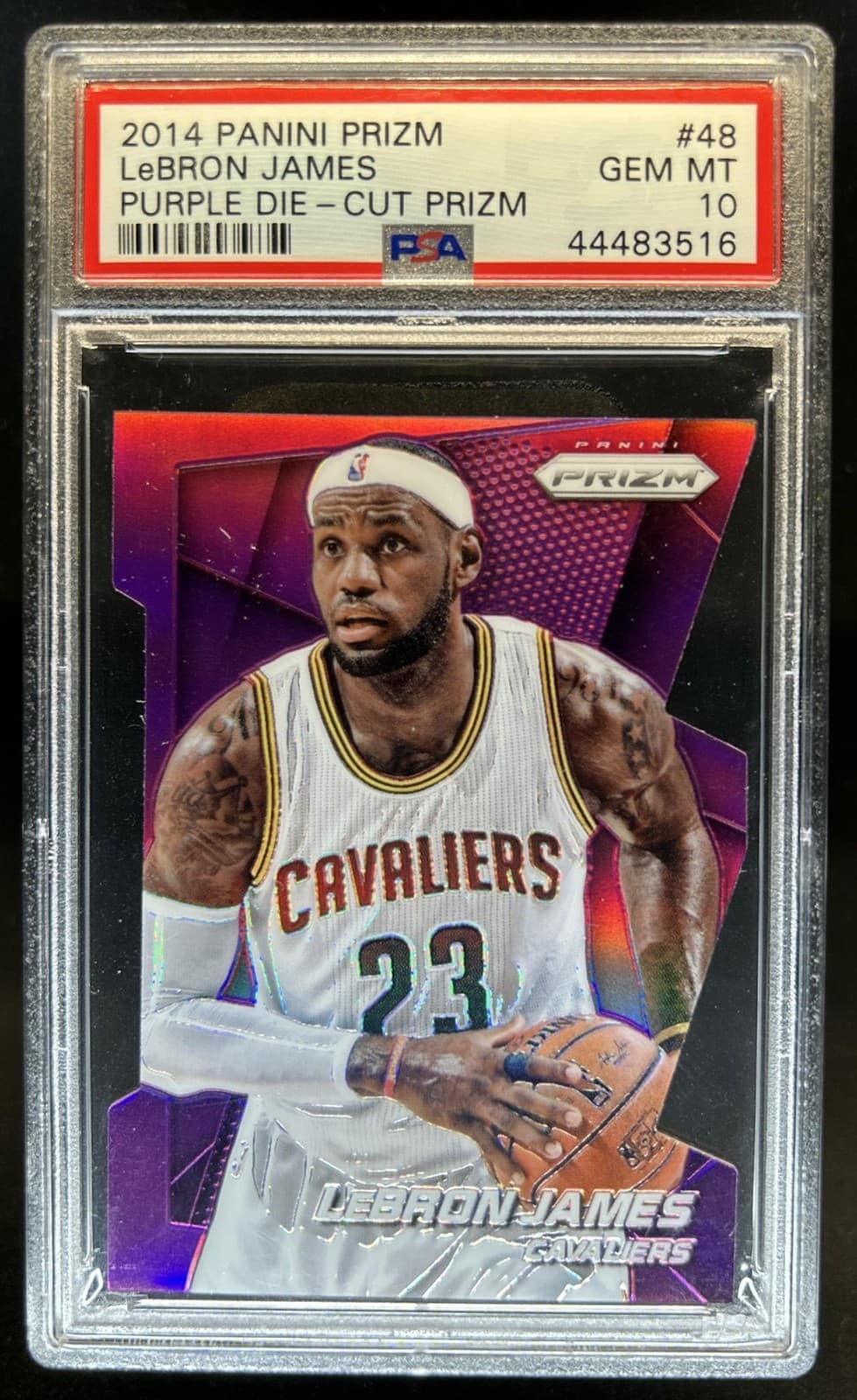 2014-15 Panini Prizm LeBron James Prizm Purple Die Cut #/139 Cavaliers PSA 10