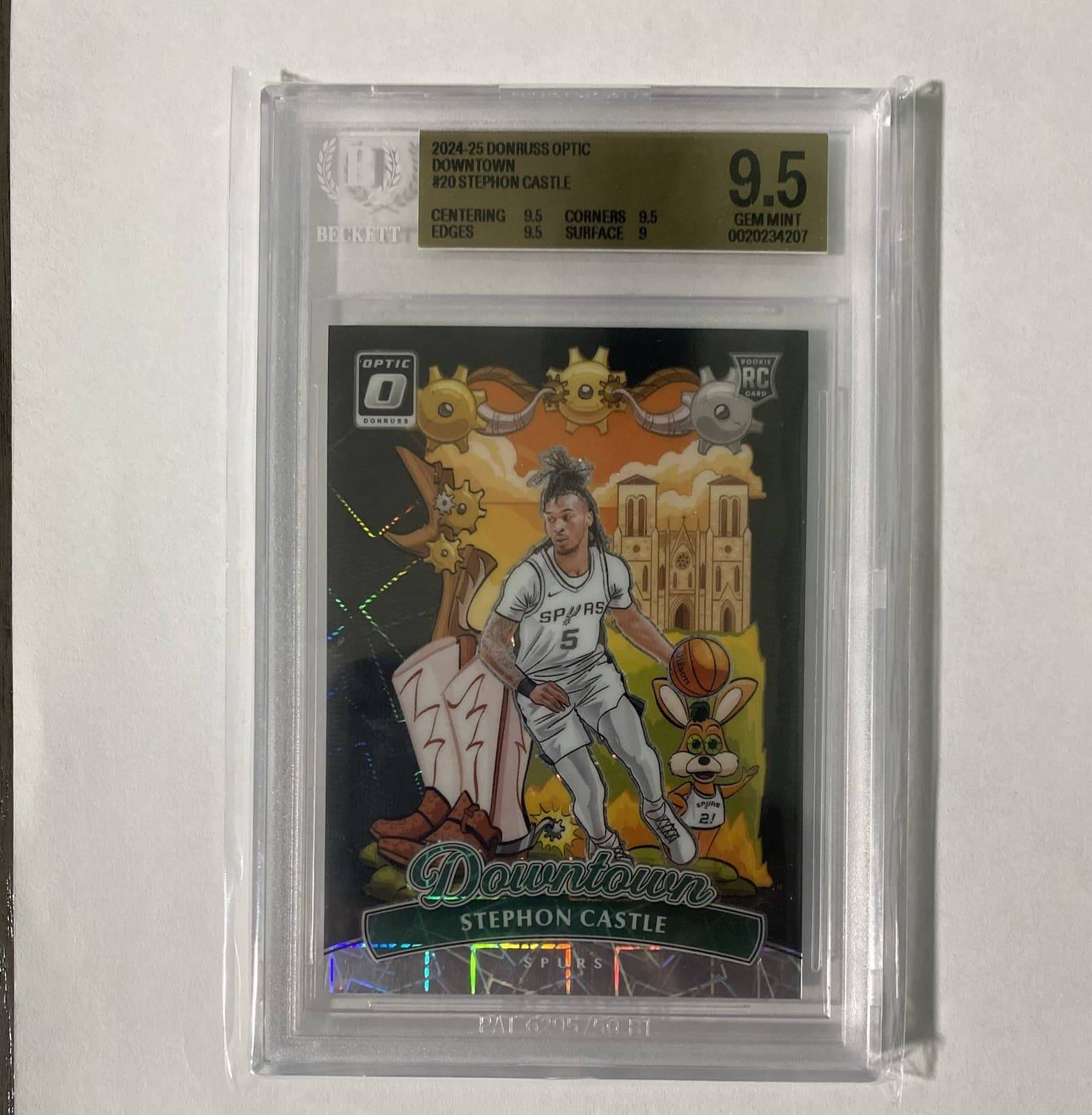 Panini 2024-25 Donruss Optic Downtown Stephon Castle Spurs #20 RC Prizm BGS 9.5