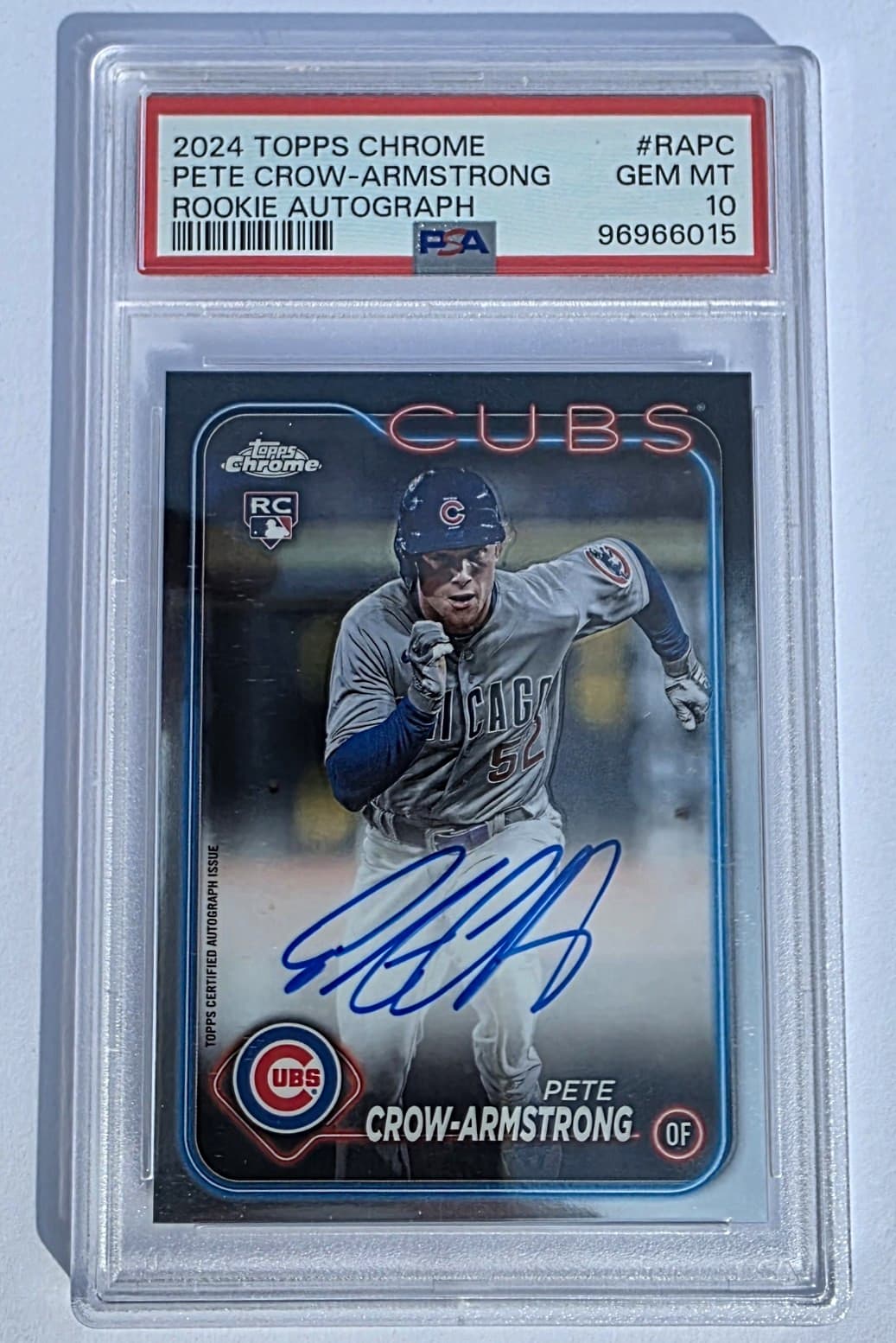 2024 Topps Chrome Rookie Autographs Pete Crow-Armstrong Auto RA-PC PSA 10 Cubs