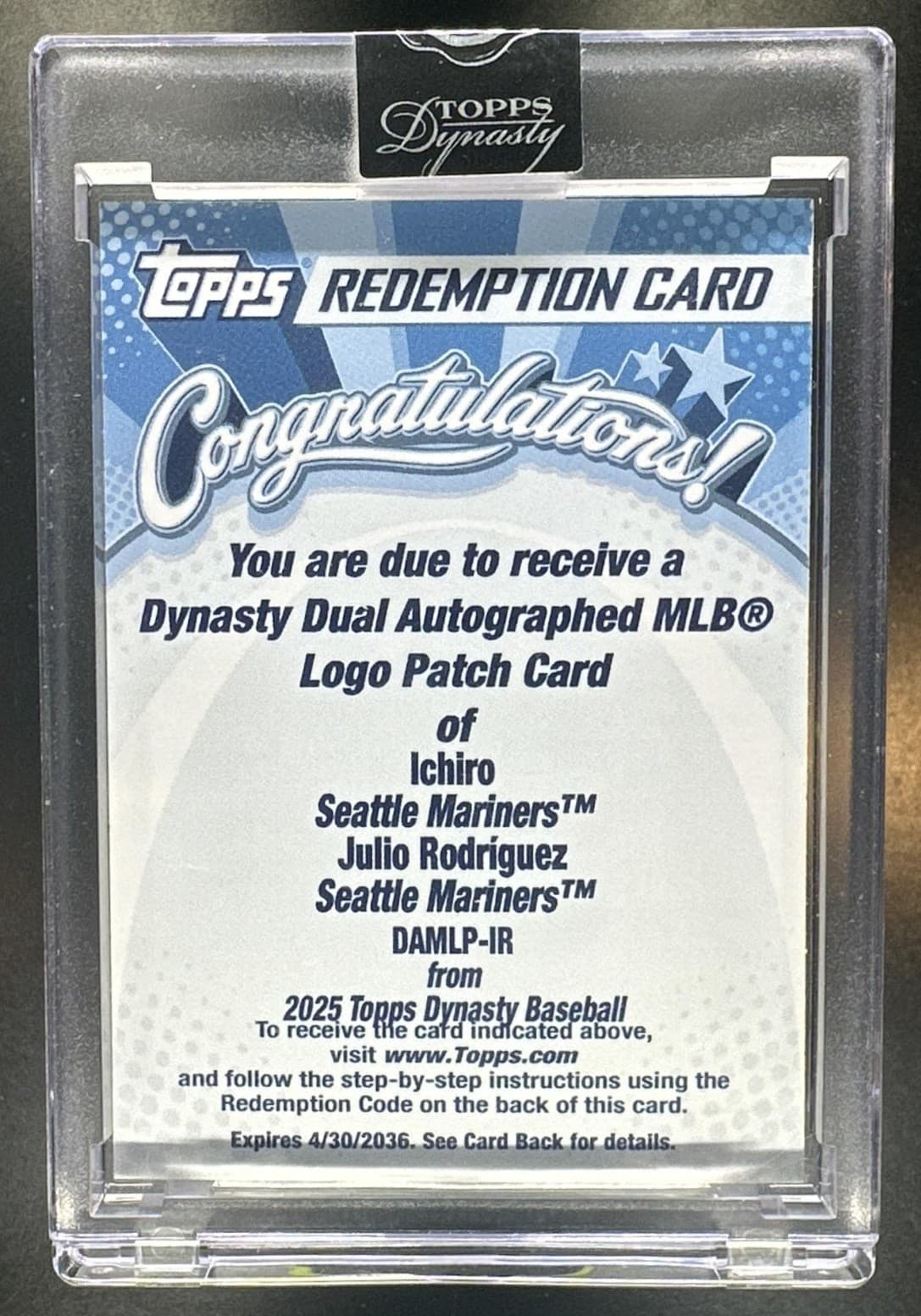 2025 Topps Dynasty Baseball Dual Auto & MLB Logo 1/1 - Ichiro / Julio Rodriguez