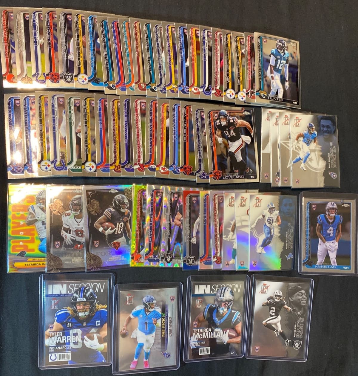 2025 Topps Chrome & Signature Class Football Base And Refractor Rookie Card Lot