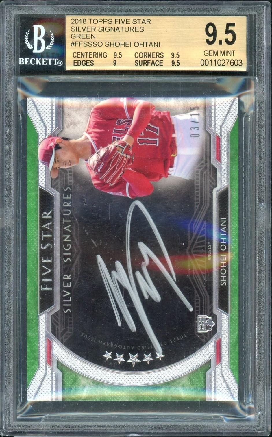 2018 Topps Five Star Shohei Ohtani Silver Signatures Rookie Auto /15 BGS 9.5
