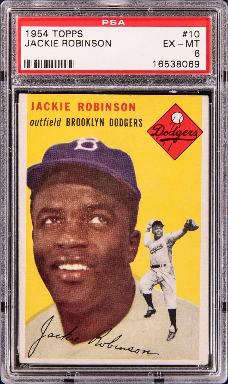 1954 Topps - Jackie Robinson #10 Brooklyn Dodgers PSA 6 White Back