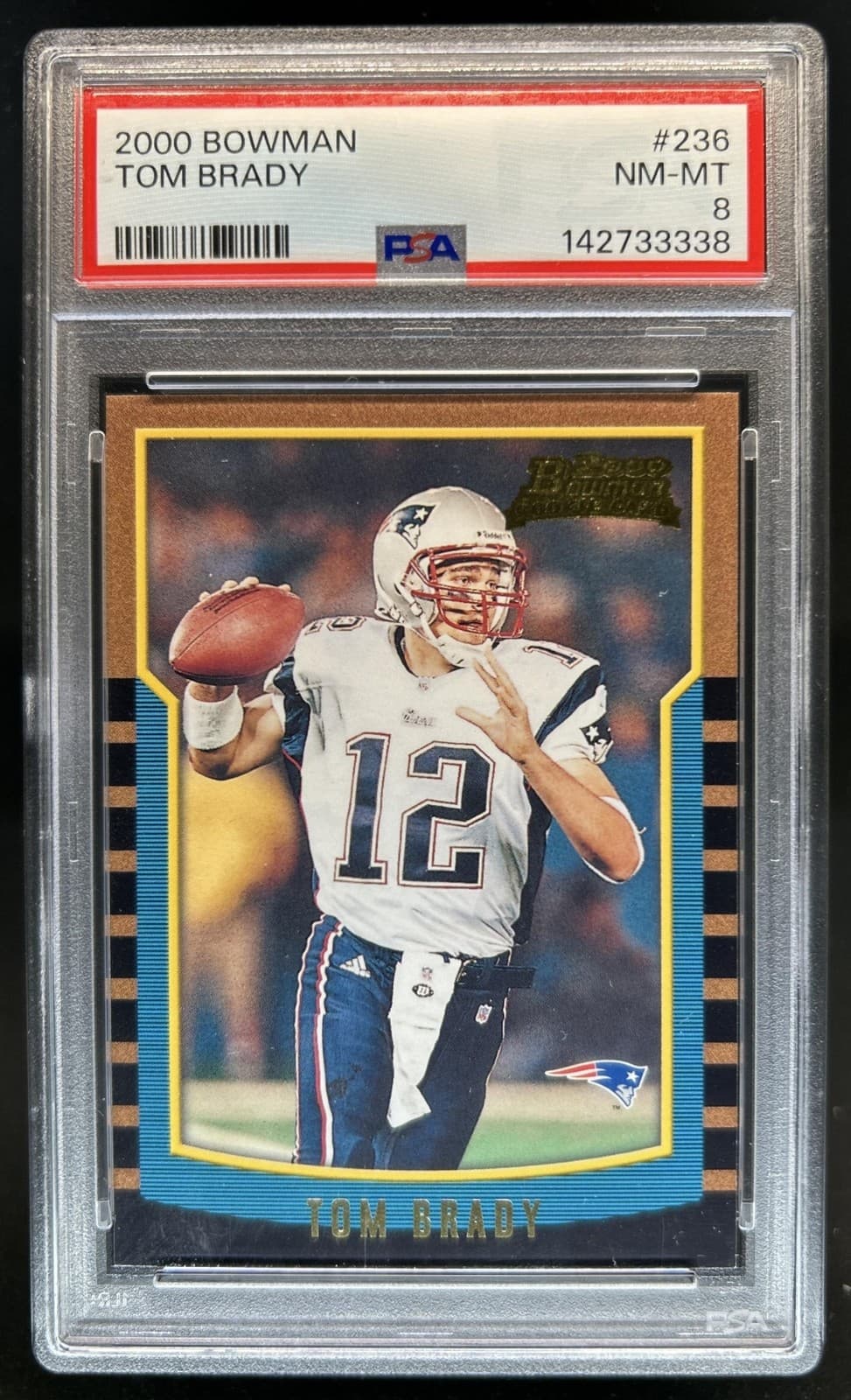 2000 Bowman Tom Brady Rookie RC #236 Patriots PSA 8