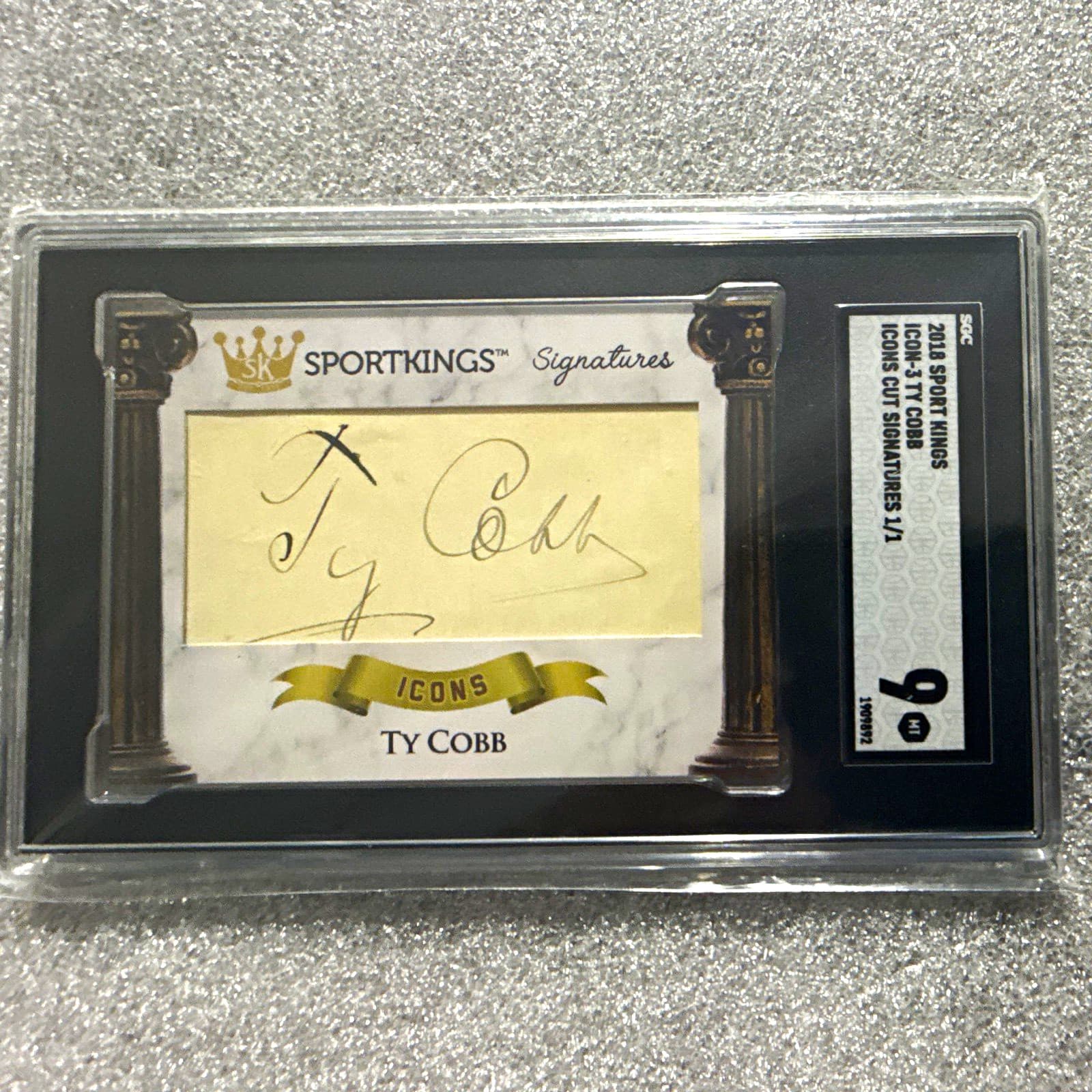Sportkings Icons Cut Signatures Ty Cobb ICON-3 Cut Auto 1/1 SGC 9