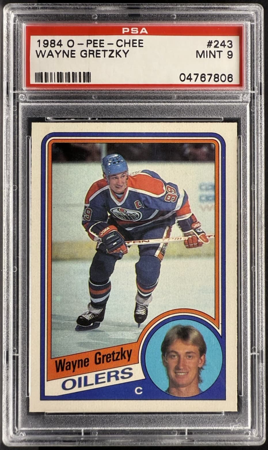 1984 O-Pee-Chee NHL Wayne Gretzky PSA 9 MINT Edmonton Oilers Card #243   cc23