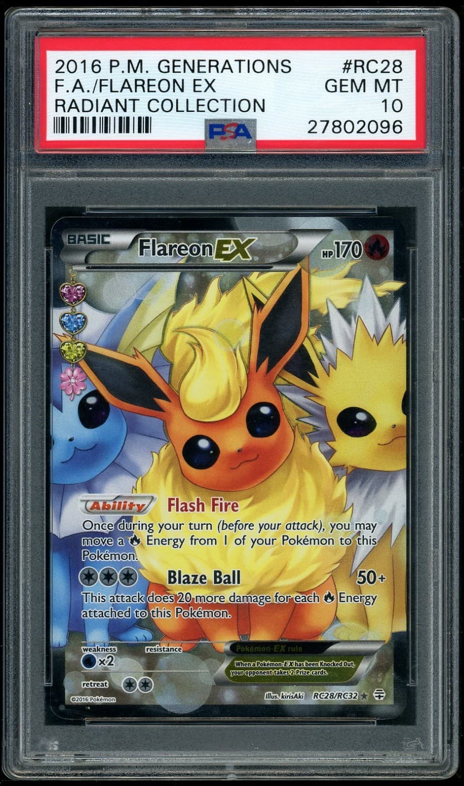 2016 Pokemon Generations Full Art Flareon EX Radiant Collection PSA 10 