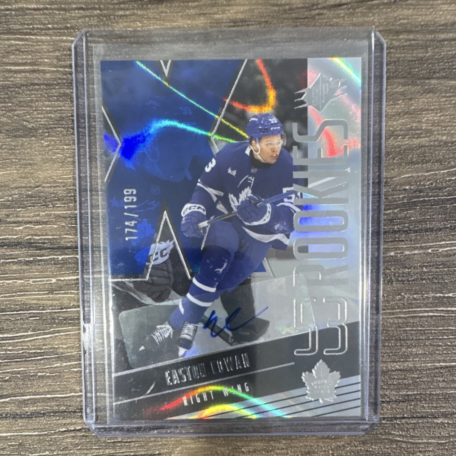 Upper Deck 2025-26 SPx Hockey Blue Auto F-EC Easton Cowan Maple Leafs /199