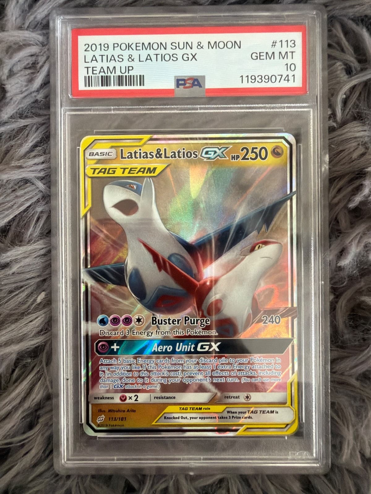 Pokemon Latias & Latios GX TCG PSA 10 Gem Mint 113/181 Sm-Team Up Holo