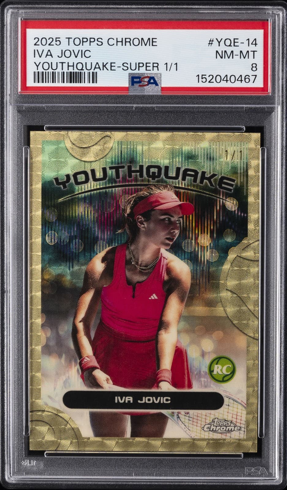2025 TOPPS CHROME TENNIS YOUTHQUAKE SUPERFRACTOR 1/1 IVA JOVIC RC 1/1 PSA 8