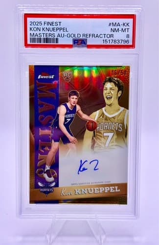 2025-26 Topps Finest Kon Knueppel True Gold Refractor Masters Auto #/50 NM-MT 8