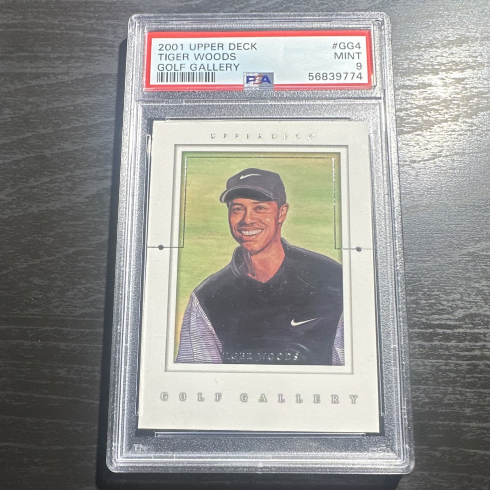 Upper Deck 2001 Tiger Woods GG4 RC Rookie Golf Gallery Insert PSA 9 Golf Card
