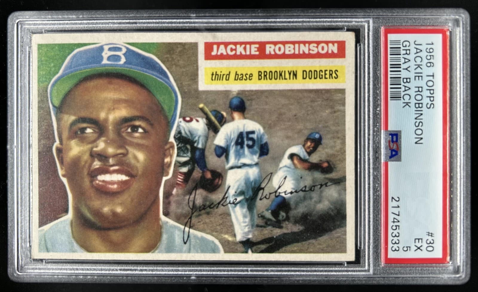 1956 Topps Jackie Robinson - #30b Dodgers PSA 5