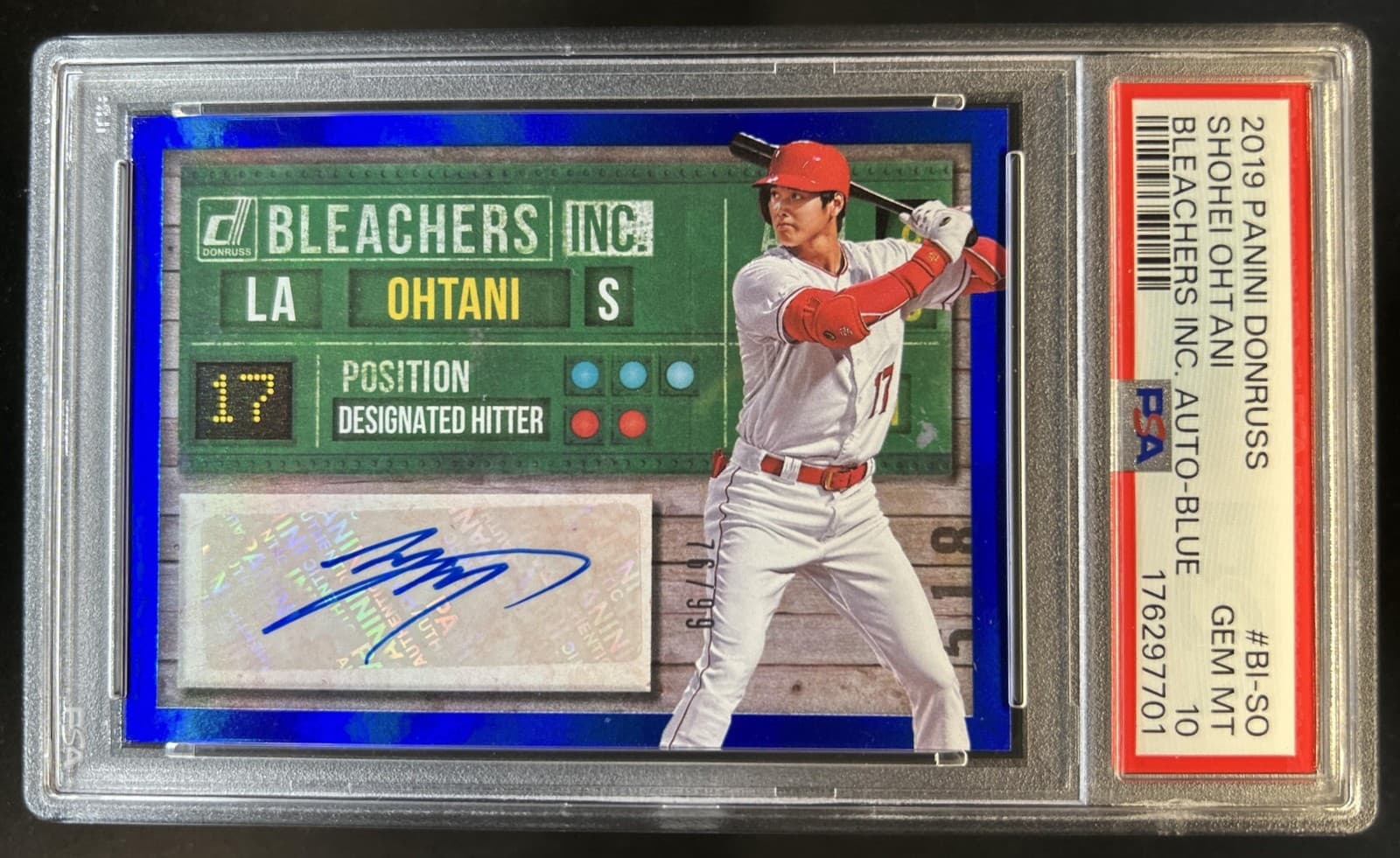 2019 Panini Donruss Shohei Ohtani Bleachers Inc. Auto Blue #/99 Angels PSA 10