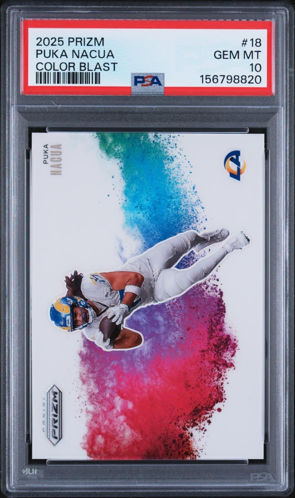 2025 Panini Prizm Puka Nacua Color Blast #18 Rams SSP 💥PSA 10 GEM MINT💥