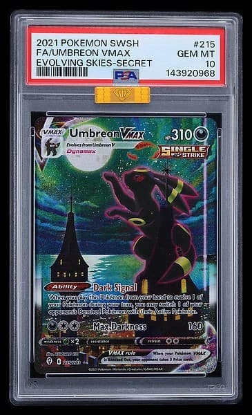 POKEMON UMBREON VMAX 2021 SWSH EVOLVING SKIES #215 SECRET PSA 10/MBA GOLD
