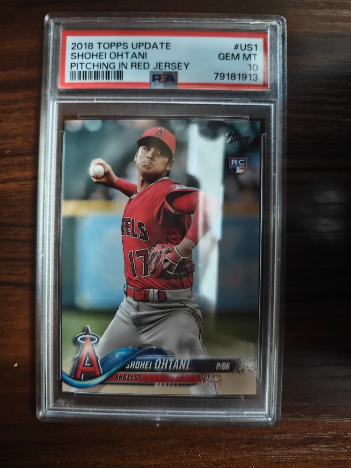 2018 Topps Update Shohei Ohtani US1 Pitching, Red Jersey (RC) PSA 10 GEM MT
