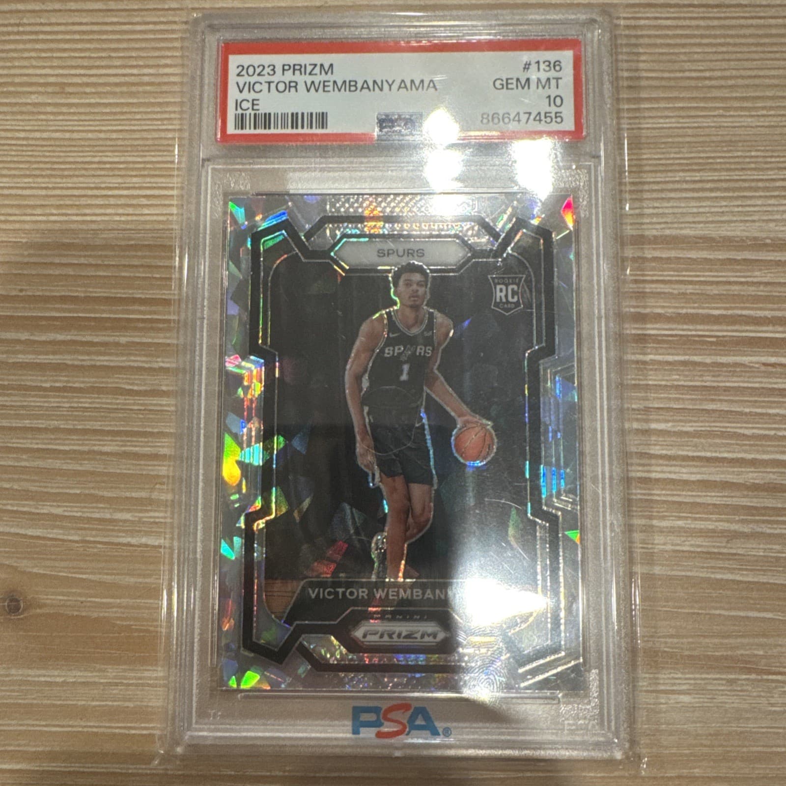 2023 NBA Prizm Basketball Victor Wembanyama Ice #136 PSA 10 Gem Mint