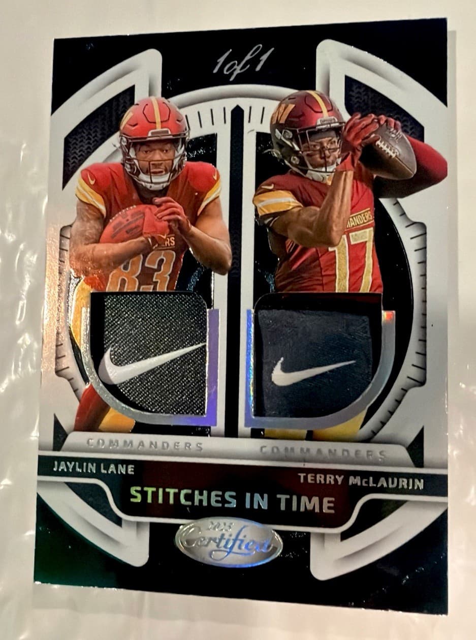 DUAL NIKE PATCH 1/1 2025 Panini Certified  Lane/McLaren Washington Redskins ￼