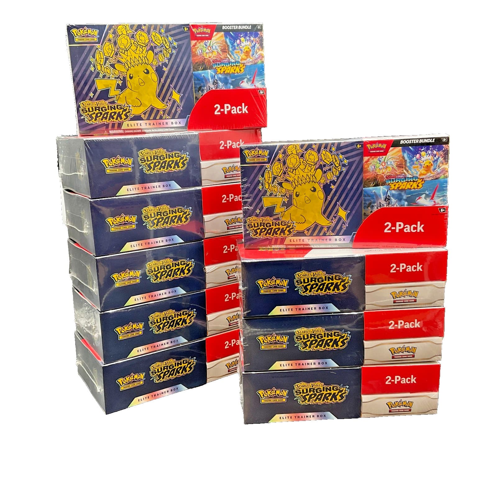 Lot of (10) Pokemon Costco 2-Pack Bundle Surging Sparks ETB+ Booster Bundle