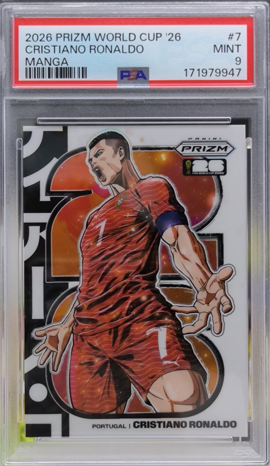 2026 Panini Prizm FIFA World Cup Cristiano Ronaldo #7 Manga Case Hit SSP PSA 9