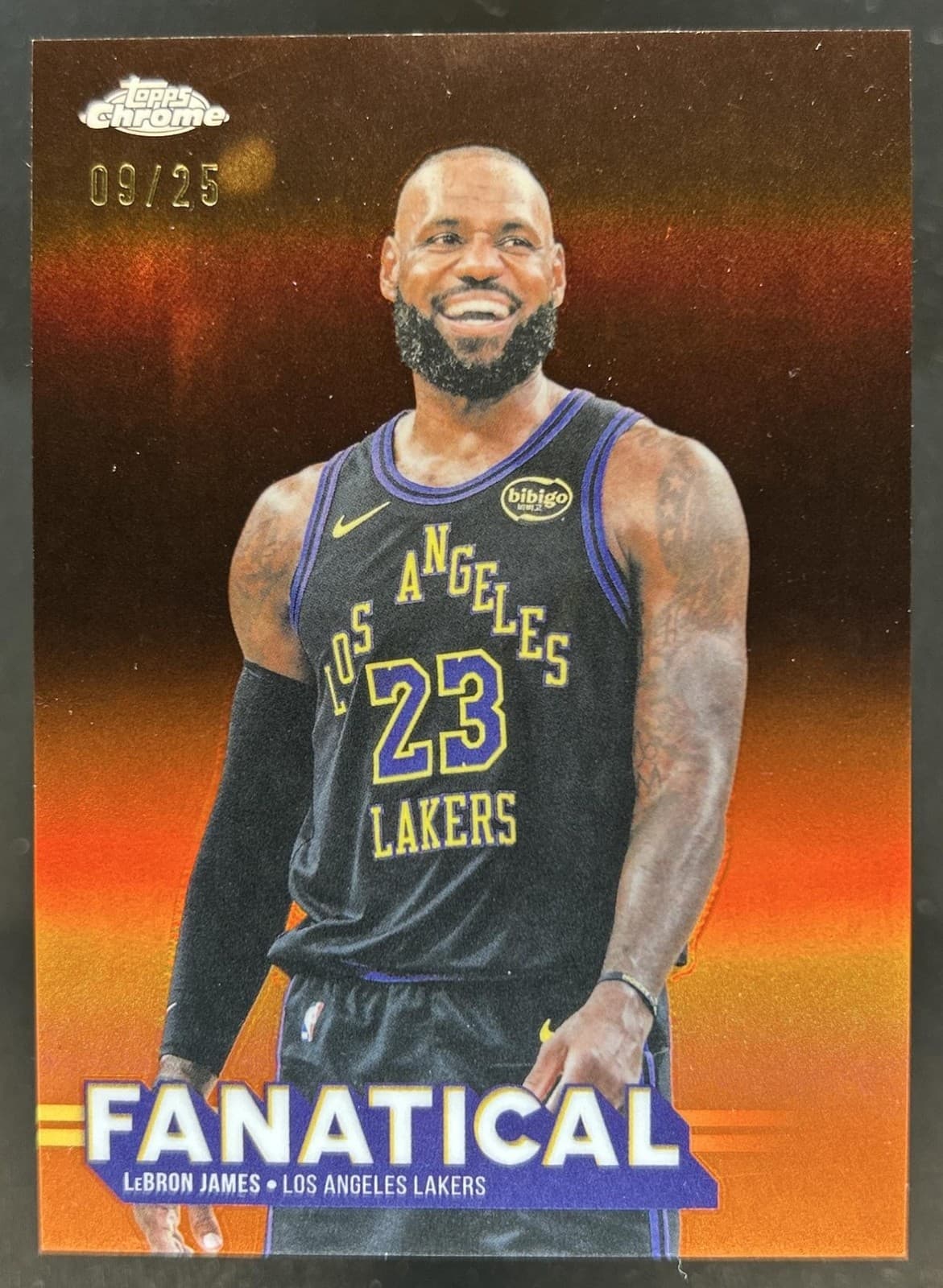 2025-26 Topps Chrome Update LeBron James Fanatical Orange Refractor #/25 Lakers