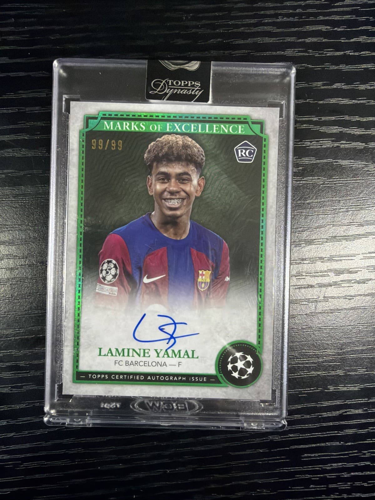 2024-25 TOPPS DYNASTY LAMINE YAMAL UCC MARKS OF EXCELLENCE ROOKIE AUTO GREEN /99
