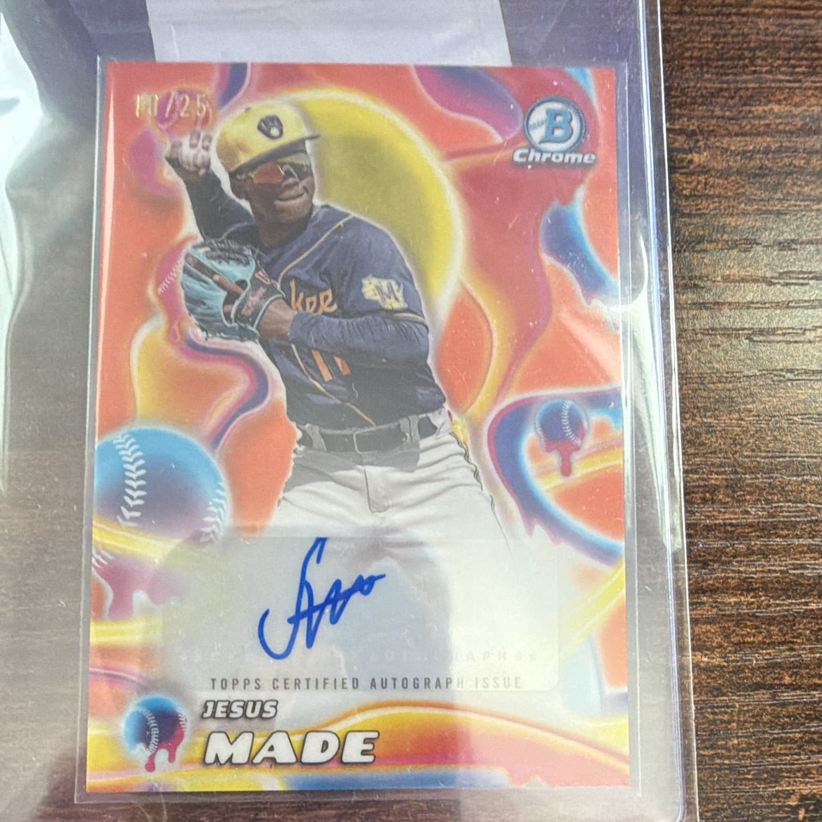 Topps 2025 Bowman Chrome Jesus Made MMA-JM RC Auto Orange Refractor /25